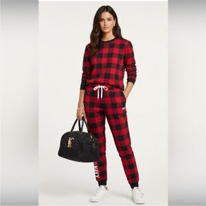 Old Navy Red & Black Logo Buffalo Pattern Sweatpants Cotton Size Extra Small